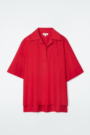 COS Women's Short-Sleeve Resort Shirt in Red