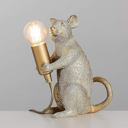 Modern metallisk guldlackerad råttdesign bordslampa djurmuslampa vardagsrum matsal sovrum bordslampa