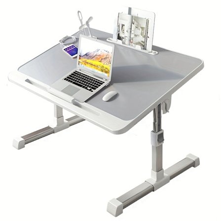 Sängbrickbord för Laptop, Justerbart Sängbord med Låda, Bärbart Stående Bord med Vikbara Ben, Tablet-Bord för Soffa, Soffbord, Golv