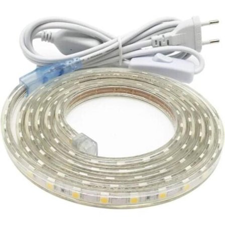 TS-LED-strip 3M, Mycket Ljusstark LED-strip 220V med Strömbrytare, 5050 IP65 Vattentät, Varmvit