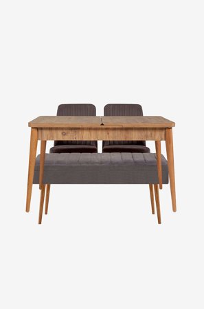 Hanah Home - Sett med bord og stoler (4 deler) - Gina - Brun - Spisegrupper - Fra Homeroom