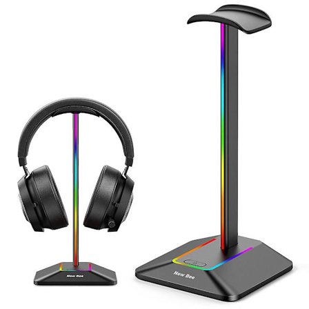 Hovedtelefonstativ, Rgb Sort Hovedtelefonholder Med 3 Port Usb Hub Gamer Headset Stativ Med Baggrundsbelyst Surround Sound