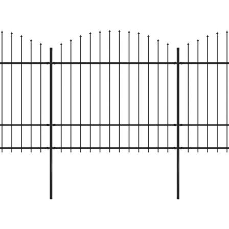 Vidaxl Trädgårdsstaket Med Spjuttopp Stål (1,5-1,75)x11,9 M Svar Svart