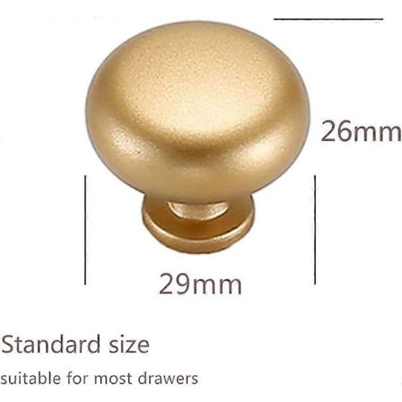 Sæt med 8 Guldfarvede Dørknapper i Aluminiumlegering til Skab, Køkkenskuffe, Soveværelse LHN