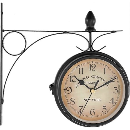 Dubbelsidig väggklocka, utomhus trädgårdsklocka järnvägsstationsklocka retro väggklocka utomhus trädgård