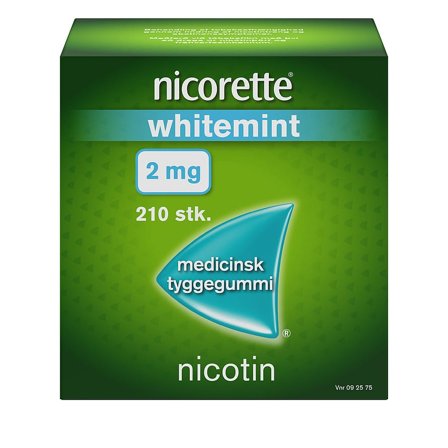 Nicorette Whitemint 2 mg medicinsk tyggegummi 210 stk., Medicin & Pleje, Rygestop, Nikotintyggegummi