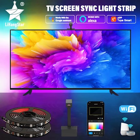 RGBIC LED-lysstripe Kamera TV-skjerm Synkronisering WiFi APP Musikksynkronisering Spill Soverom TV Bakgrunn Ambient Lys