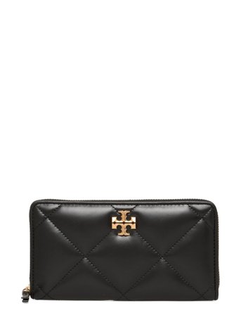 Tory Burch Kira Diamond Quilt Zip Continental Wallet - Black - ONE SIZE