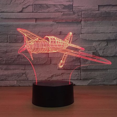 Propellfly 3D LED-lampe med 7 farger nattlys for barn, berøringsstyrt USB-bordlampe Lampara Lampe Baby sove nattlys