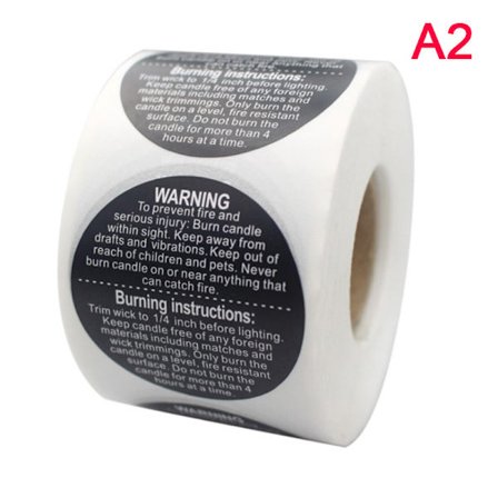 1,5 tommer 500 stk/rull Vanntett stearinlys Advarselsetikett stearinlys Con