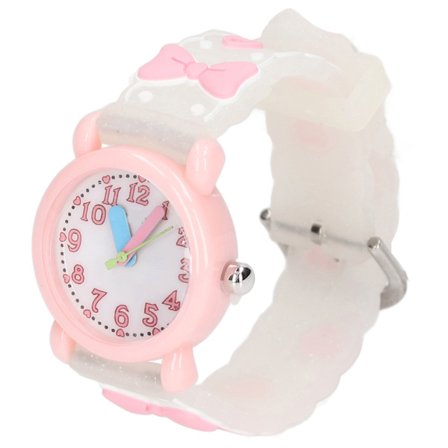 3D Sød Sløjfe Tegneserie Vandtæt Ur Pige Legetøj Klar Skala Hjem Skole Hvid til 3 til 10 År