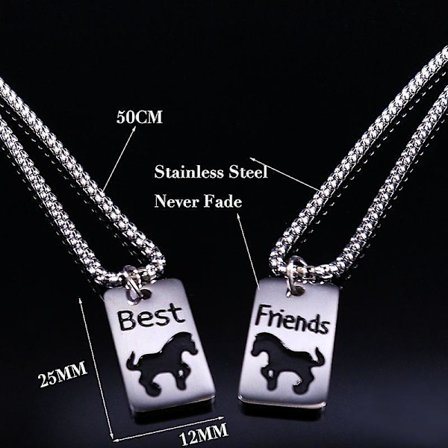 Fashion Pair BFF Halsband för kvinnor Män Rostfritt stål Silver Färg Best Friend Friendship Halsband