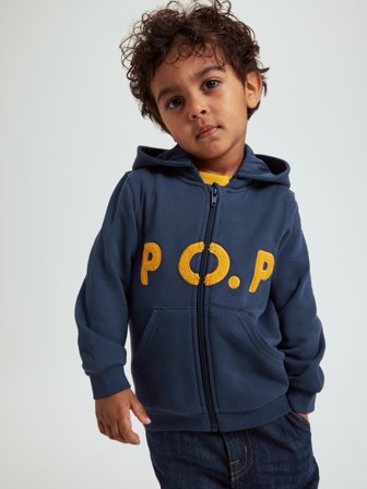Polarn O. Pyret - Hoodie with pouch pocket - 134 - Childrenswear - blue