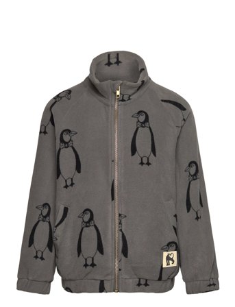 Mini Rodini Penguin Aop Fleece Jacket - Grey - 68/74