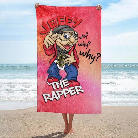 g1081Puppet Jeffy SML Strandhåndklæde Mikrofiber Blødt Absorberende Hurtigtørrende Badehåndklæder wrzd1081