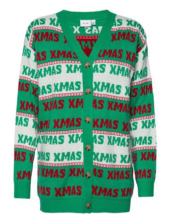 Vixmas L/S Christmas Knit Cardiga/Ka Neuletakki Vihreä Vila