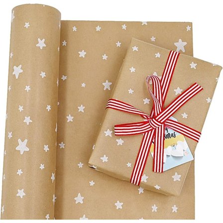 43cmx15M Rullapakkaus Joululahjapaperia, Kraft-paperia Joulukuusen Kuvalla Kierrätettävä Lahjapaperi
