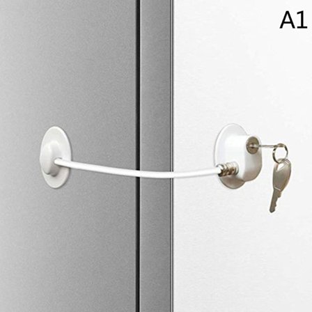 Rostfritt stål Barnlås Fönster Kylskåp Öppningsskydd vit