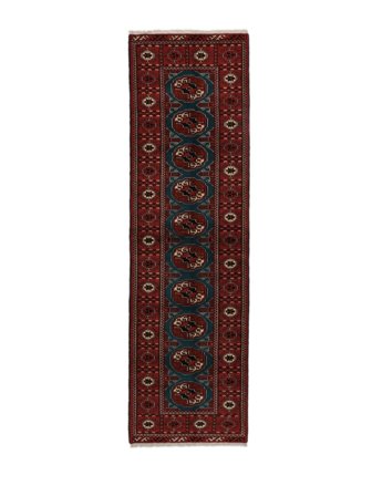 Tapis Turkaman 82X278 De Couloir Noir (Laine, Perse)