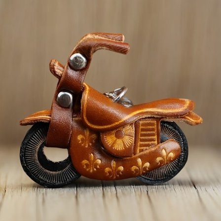 Håndlavet premium læder kreativ vintage motorcykel nøglering, taske charm, rygsæktilbehør, perfekt gave til mænd en [DB]
