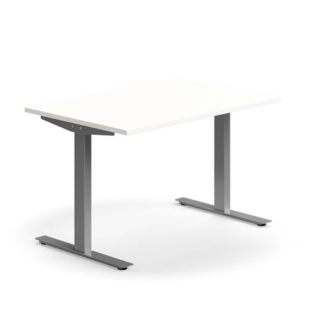 Desk QBUS, straight, 1200x800 mm, T-frame, silver frame, white