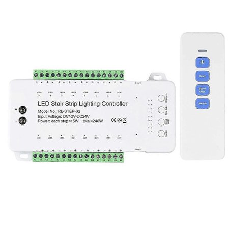 Dimbar LED-kontroller for trapp, 16 kanaler, dobbel PIR-bevegelsessensor, trinnlyslist, trappekontroller for lampelist (B) m