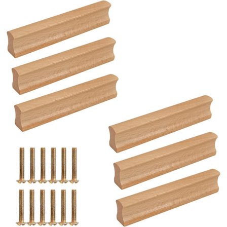 Køkken Dørgreb Møbel Skuffe 96mm, Træ Skab Møbelgreb, Naturlig Bøg Træ Skabsknap til K