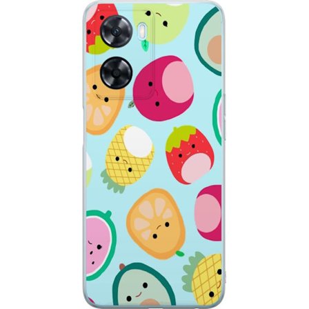 Kompatibel Mobilcover til OnePlus Nord N20 SE Mønster af kawaii frugter som jordbær citron ananas og avocado på lyseblå baggrund