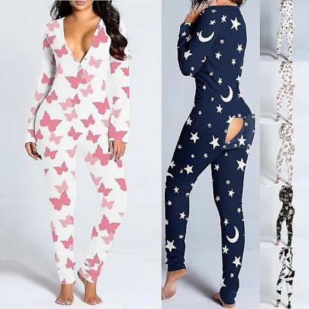 Åben skridt sexet jumpsuit pyjamas body natkjole dame M sort guld