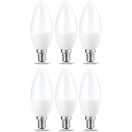 Pakke med 6 Små LED Flamme Pærer E14 Edison Skruefatning 5W (40W Ækvivalent) Varm Hvid Ikke-Dæmpbar