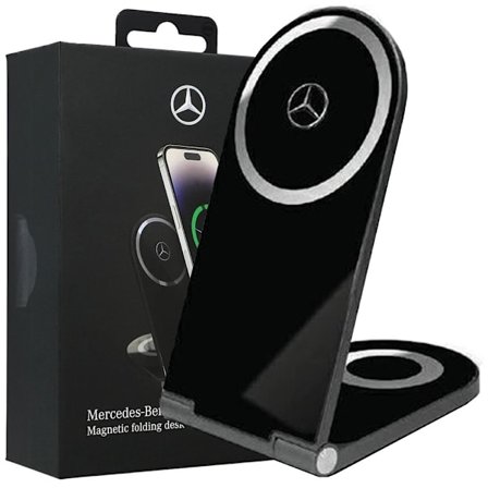 Mercedes Silver Stars MagSafe sammenleggbar 2in1 15W induktiv lader - svart