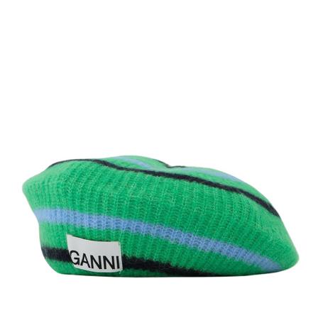 Ganni Green Wool Hoed , Groen , Dames , Maat: ONE Size Hoeden