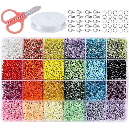 Glass Seed Beads 24 Farger Små Perler Kit Armbånd Perler Til Smykkefremstilling
