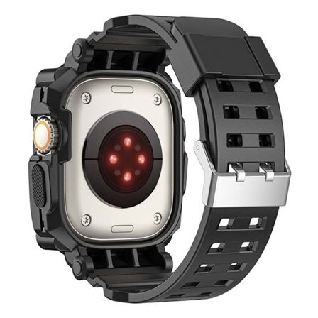 Joustava kellohihna Apple Watch Ultra 49mm integraalinen kellonauha kotelolla - Musta