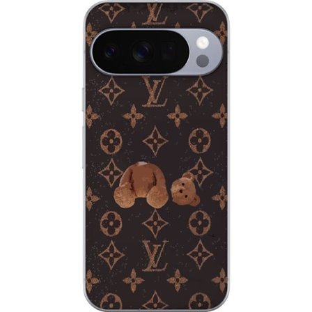 Kompatibel Mobilcover til Google Google Pixel 10 Pro XL Luksuriøst monogrammønster med knust bamse i mørk modeæstetik