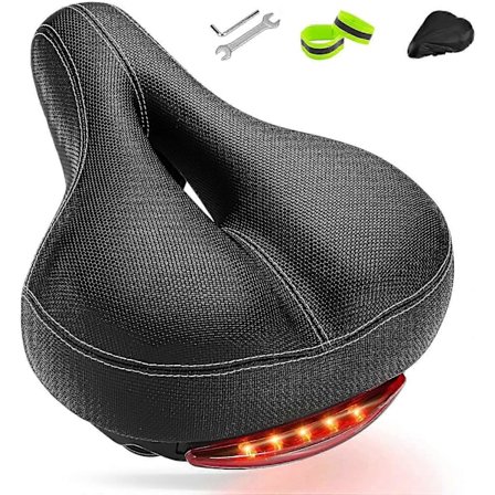 Bike Ipsxp Mukava miesten naisten pyörän satula, muistivaahtomuovinen polkupyörän satula, pehmustettu leveä nahkainen pyörän satulapehmuste 