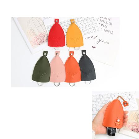 Sæt med 6 (en hjort er sikker, forskellige farver) Unisex Cute Fruits Pull Type nøgletaske, PU læder nøglepunge husholdere, bilnøgleholder, bilnøgle 