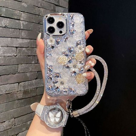 Mobilskal för iPhone - Diamantrosblomma med armband