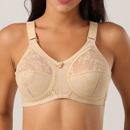 Behåar för kvinnor Big Minimizer-BH:ar Stor storlek Spets-BH Kvinnor Ofodrad Hel Cup Stor Cup Tunna Trådlösa Justerade remmar Soutien Gorge,beige