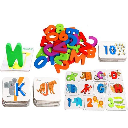 Alfabet og tall Flash-kortsett - Abc trebokstaver puslespill