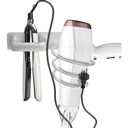 Holder til hårtørrer og glattejern til badeværelse