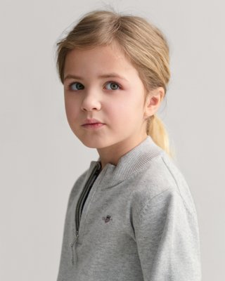 GANT - Shield bomullsgenser med half-zip til barn light grey melange