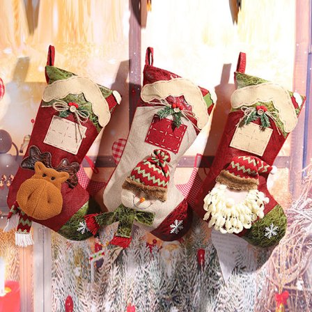 Jule-Strømper, Store Jule-Strømper, Julegavepose, Jule-Strømper til at hænge, Personlige Juledekorationer