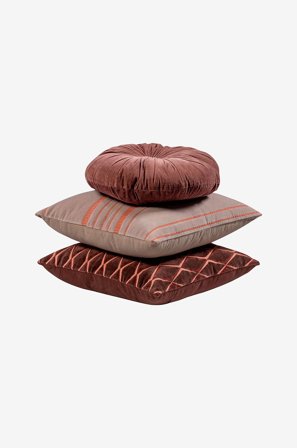 WOOOD - Aziz Puder - Sæt med 3 stk. - Brun - Pyntepuder - Fra Homeroom