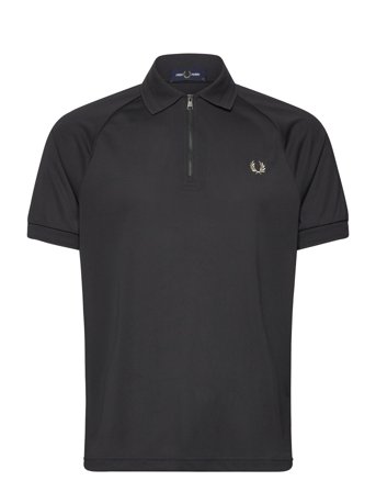 Zip Neck Polo Shirt Black Fred Perry