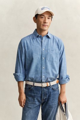 GANT - Chambray-skjorte til herre vintage blue