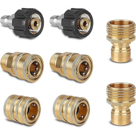 Adapter sæt til højtryksrenser, hurtigkoblinger til slange, messingkoblinger fra M22-14 drejelig til 3/8" hurtigkobling, 3/4" han til 1/2" 