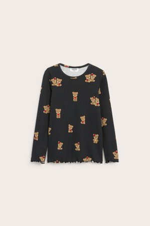 Kappahl | Mønstret ribbestrikket topp | Svart