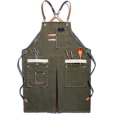 Forklæde i Denim med Lommer Unisex Jean Forklæde Justerbart Forklæde til Køkken