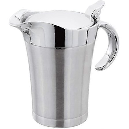 Kaksiseinäinen kastikekannu saranoidulla kannella, ihanteellinen ruostumattomasta teräksestä valmistettu kastikevene (750 ml) (FMY)